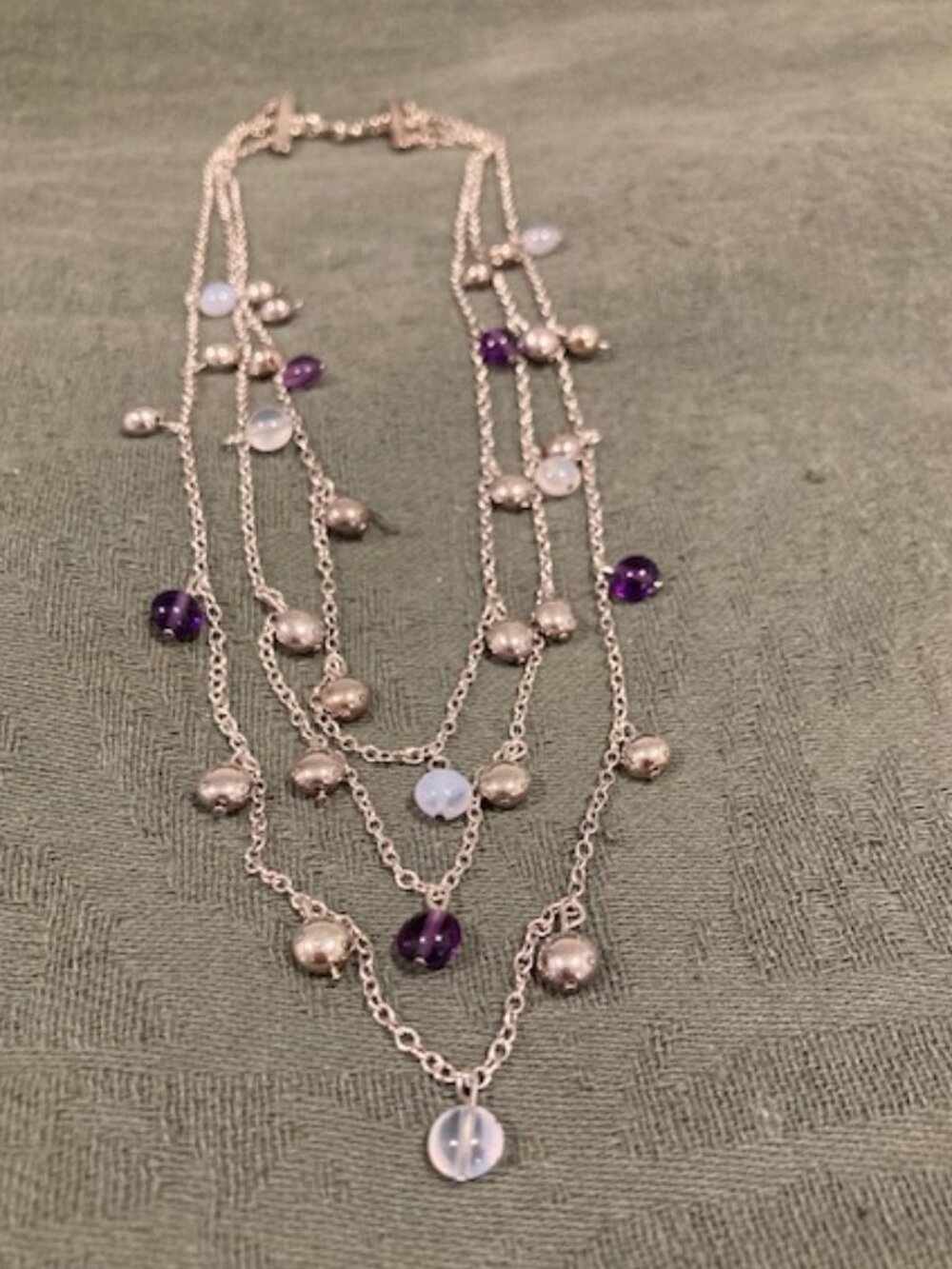 Tiffany & Co. Multi-Strand Amethyst & Moonstone Sterling Silver Necklace
